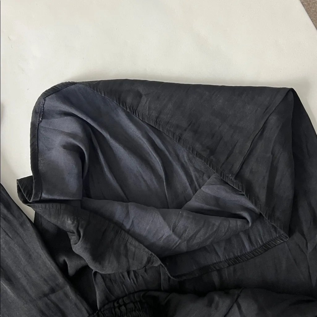 ZARA Black Wide Leg Flowy Pull On Pants Pockets Size Medium - Image 8