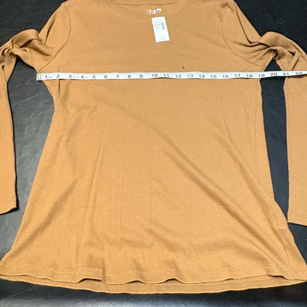 Maurices 24/7 Collection Camel Color Long Sleeve Ribbed Long-sleeve Comfy NWT L - Image 6