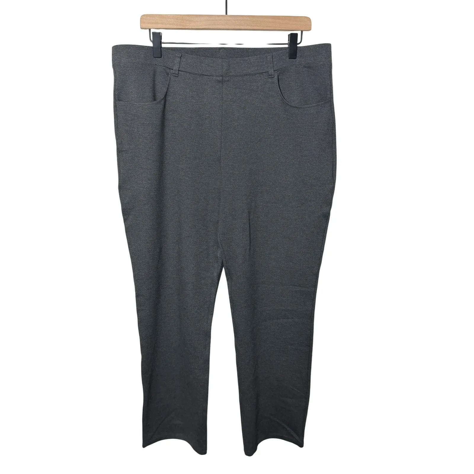 Quince Ultra Stretch Straight Leg 4 Pocket Ponte Pants Charcoal XL Petite Career - Image 2