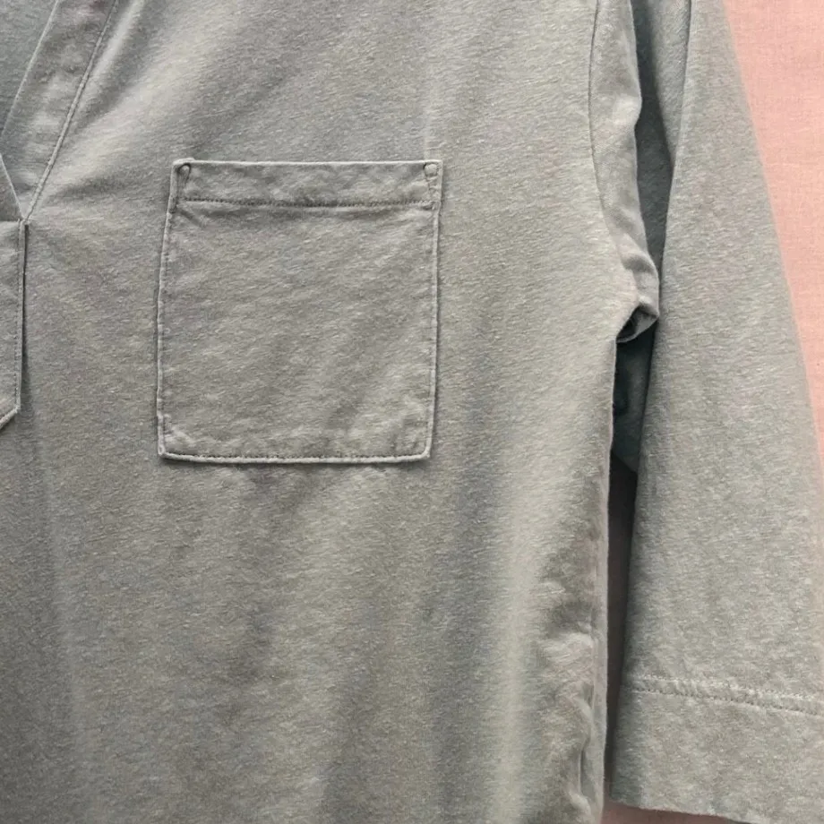 LL Bean Linen Shirt Size L Beach Travel Sea Coastal Breathable Boxy Fit Pockets‎ Blue Size L - Image 4