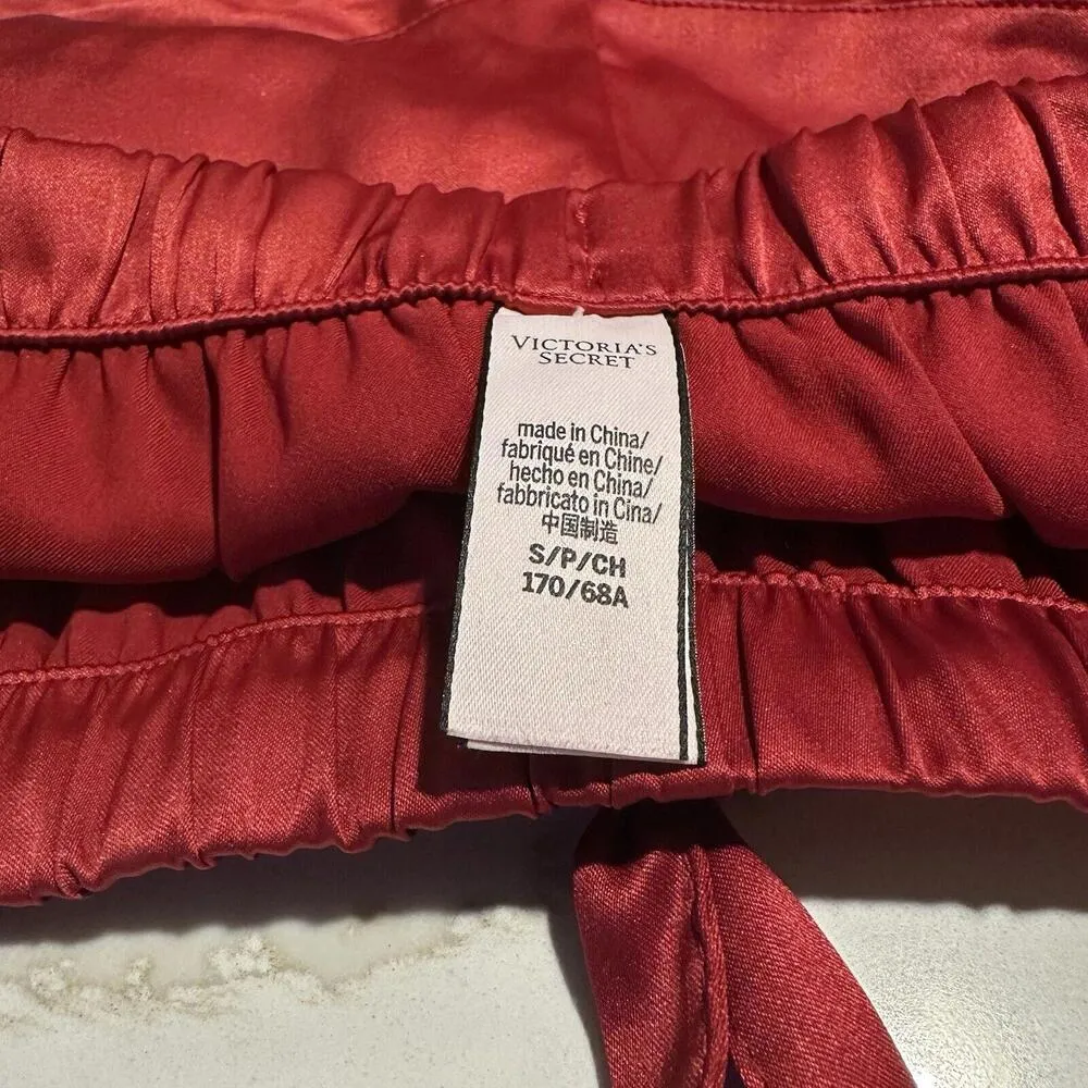 Victoria's Secret Red Pull On PJ Pajama Lounge Shorts Satin Sz Small S - Image 4