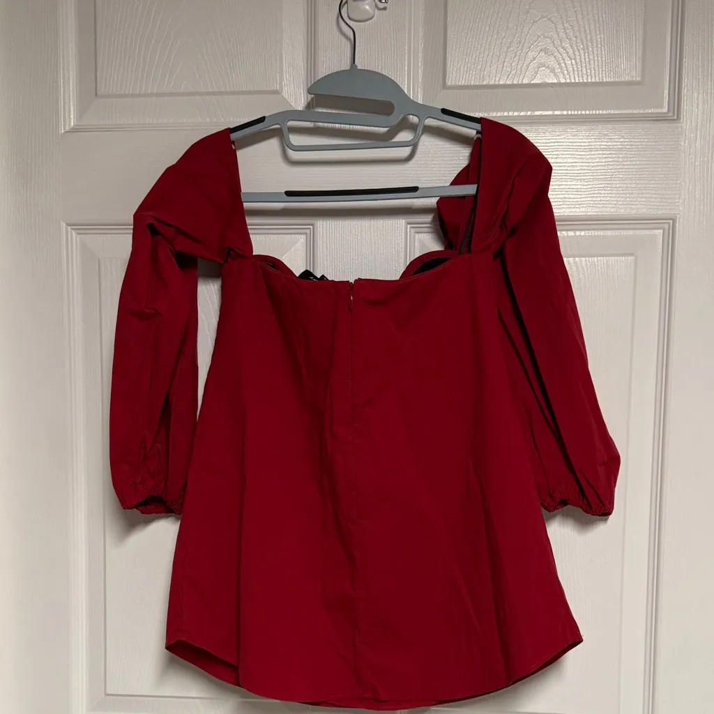 Theory Red Square Neck Blouse - Image 6
