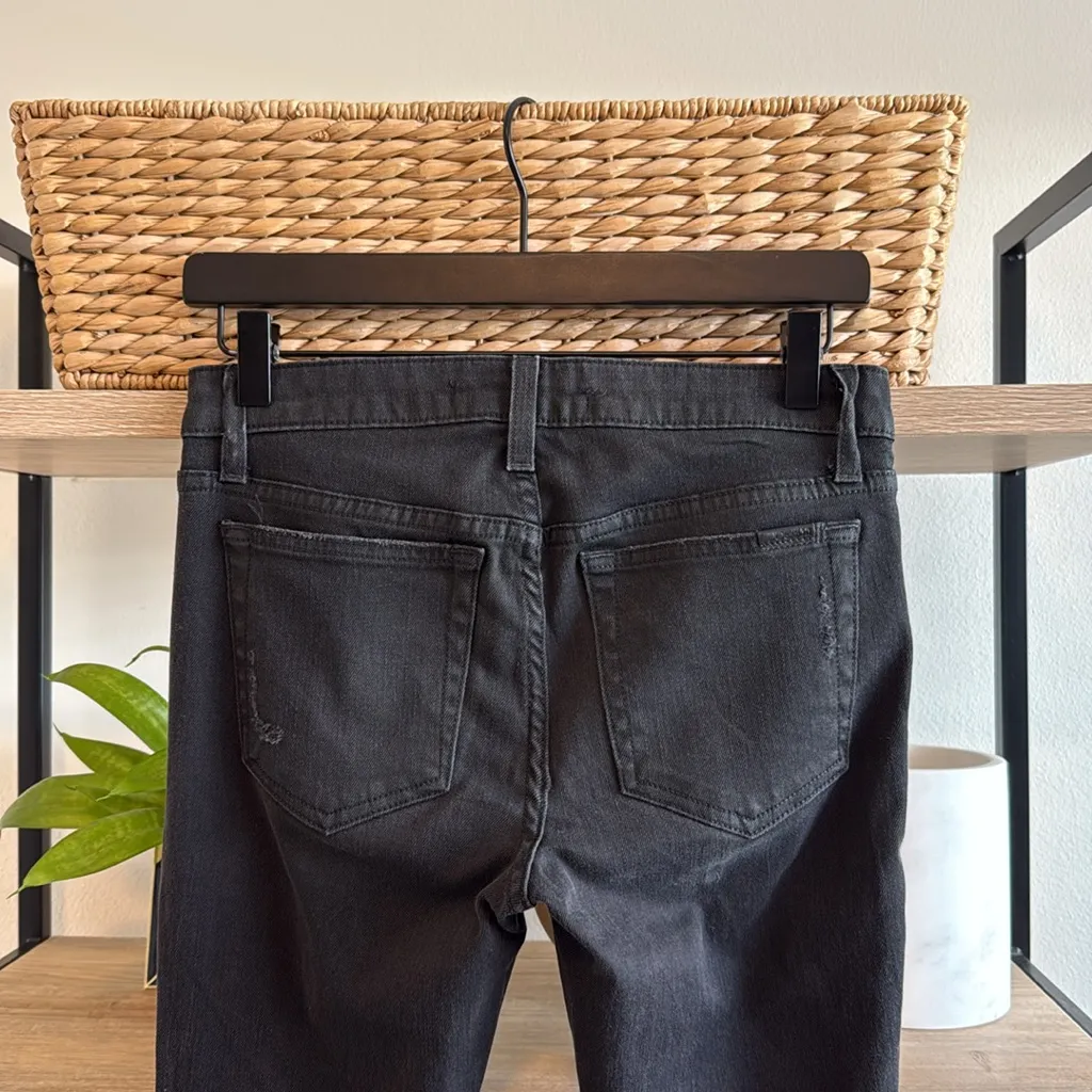 Joe's Jeans Mid-Rise Skinny Ankle Distressed Raw Hem Black Jeans, 26 - Image 5