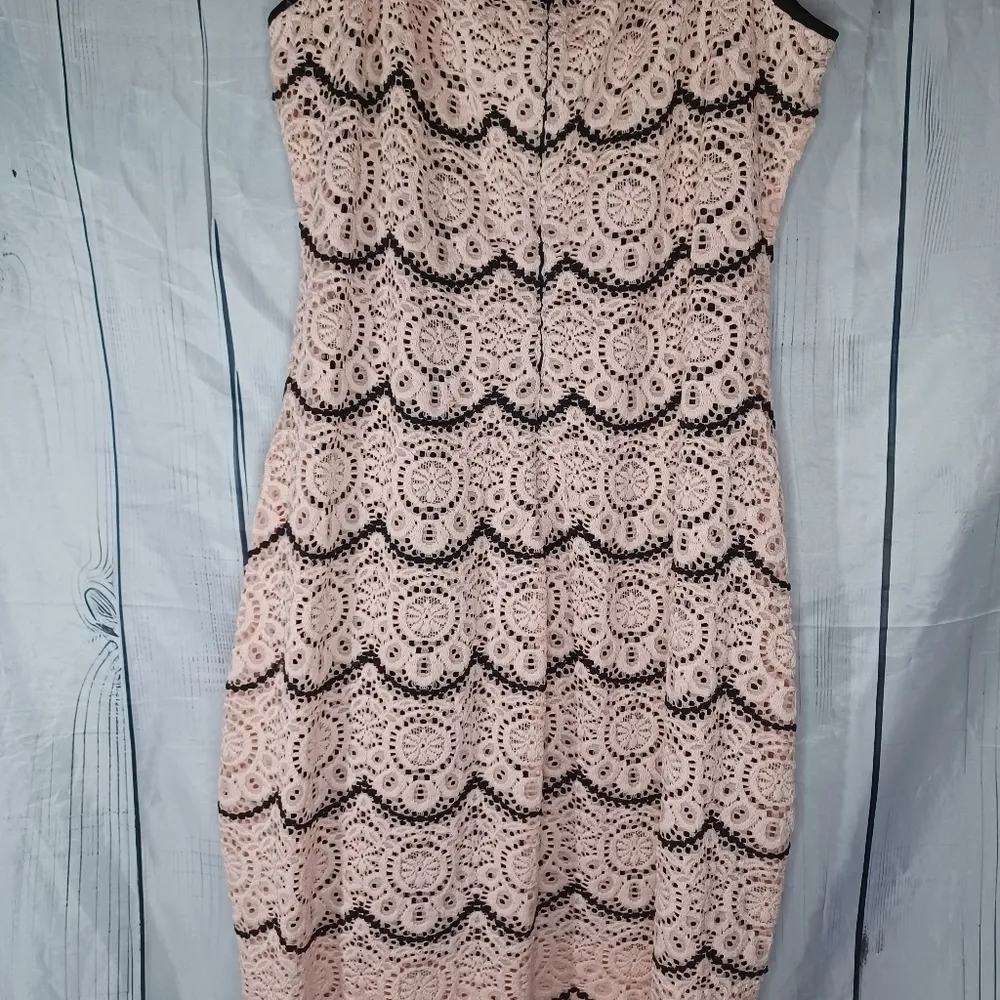 Vtg Guess Cocktail Dress Mini Light Pink Lace Overlay Guess LosAngeles 90s Y2K - Image 9