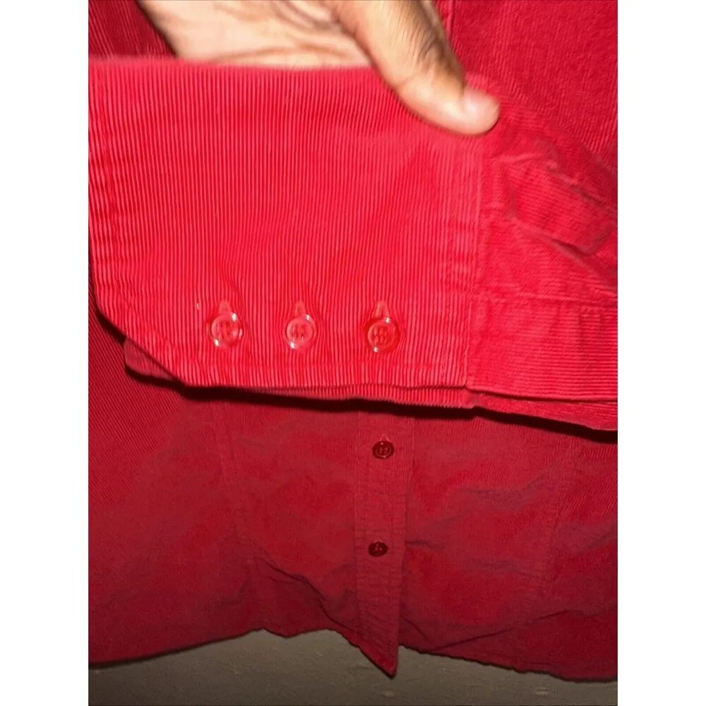 St John's‎ Bay Red Corduroy Button Down Shirt Small Chico Long Sleeve - Image 6