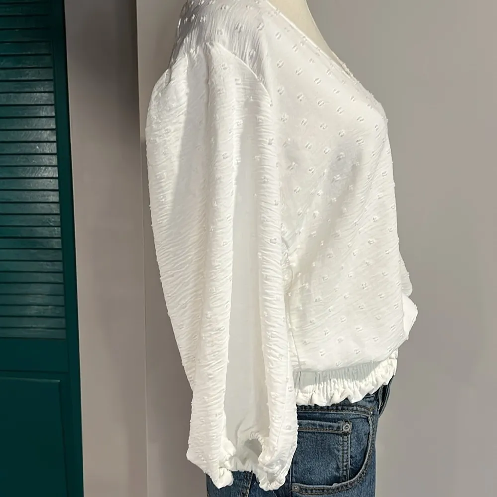 Veronica M NWT Swiss dot White Textured Women's Top - S - Image 4