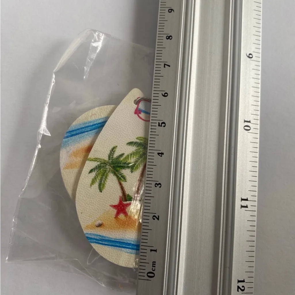 1 pair Hawaii‎ faux leather tear drop shape dangle earrings Size undefined - Image 5