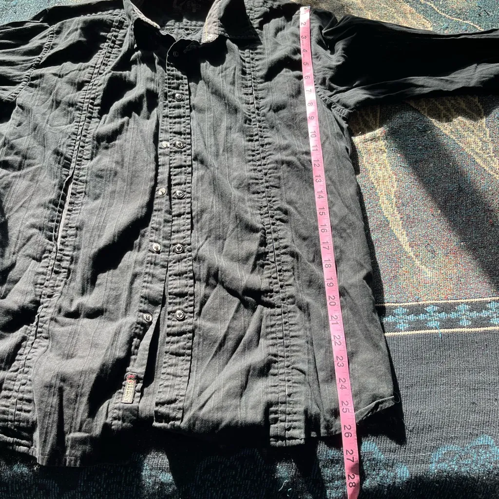 Vintage Guess Black Collared Button Up Shirt Women’s L Y2K Embroidered Bird - Image 12
