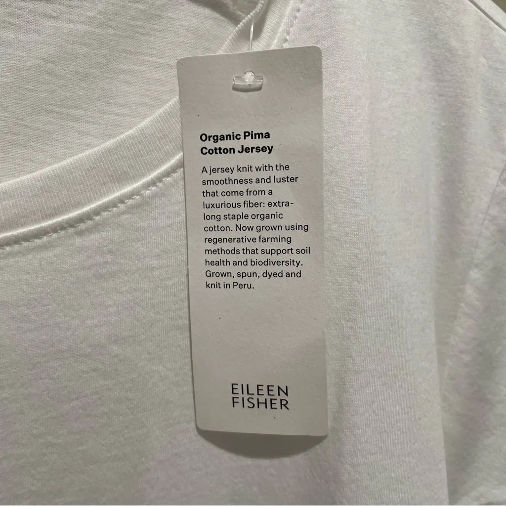 Eileen Fisher Organic Pima Cotton White Short Sleeve Top Women Size Medium - Image 7