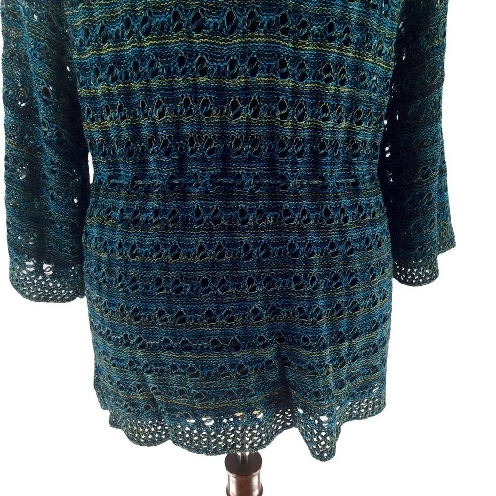 Lane Bryant Variegated Blue and Green Open Knit Cardigan - Image 10