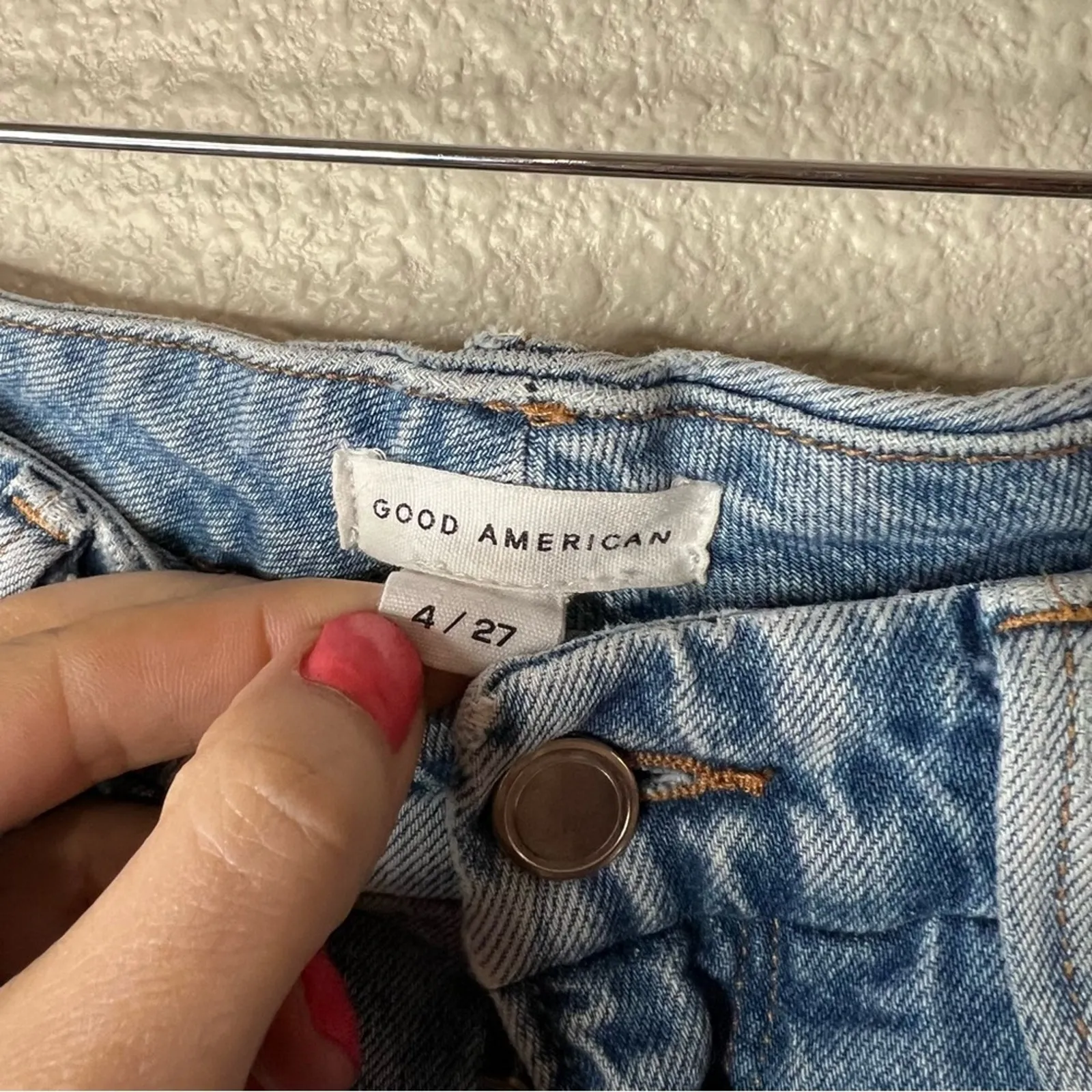 Good American Good Boy high rise straight leg slit hem jeans 4/27 - Image 8