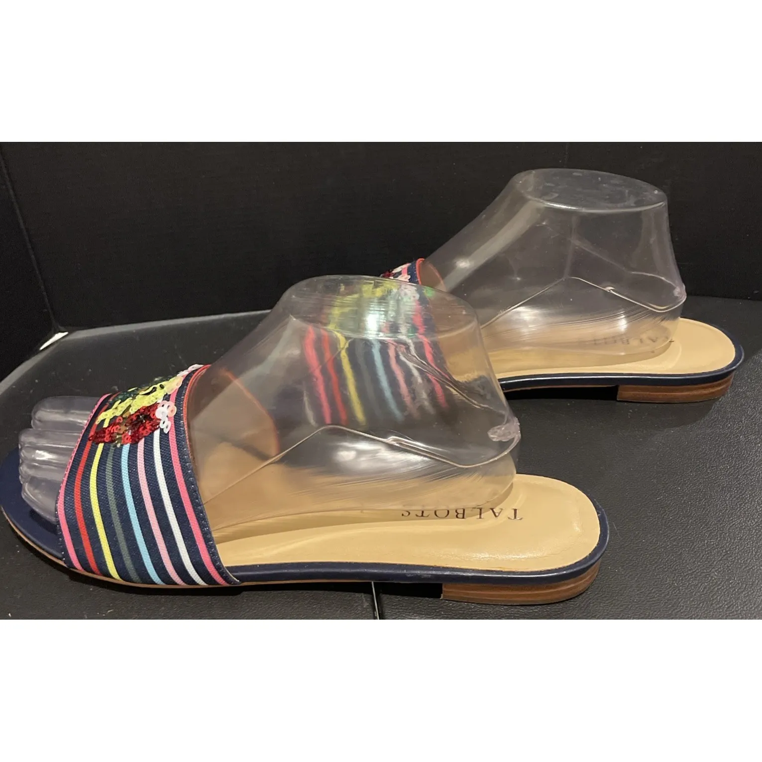 Talbots Womens Size 10 M‎ Keri Novelty Slide Sandals Sequin Parrots Slip Ons - Image 5