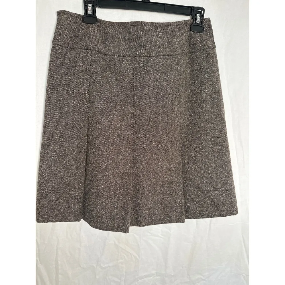 Ann Taylor LOFT Tweed Skirt A-Line Pleated Career Casual Brown Size 4 - Image 2