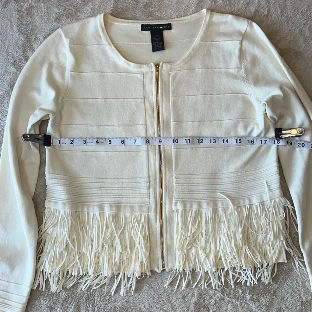Grace Elements Cream Sweater‎ with Fringe - Image 6