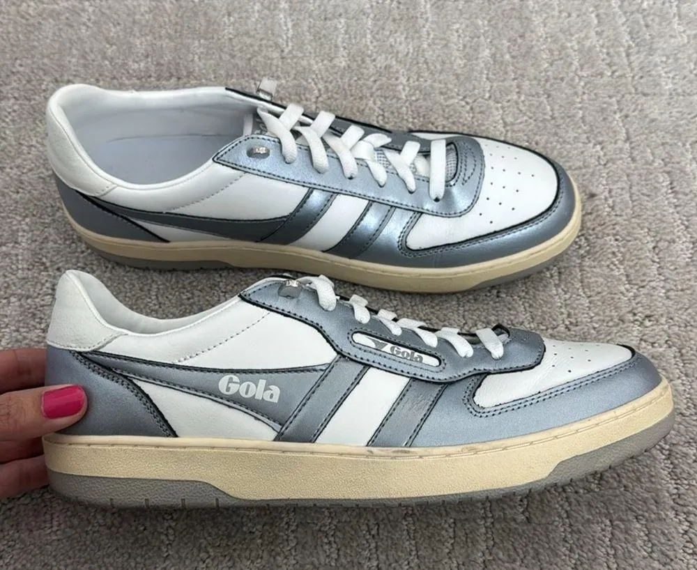 EUC GOLA hawk II metallic silver sneakers tennis shoes slip on bungee tie White Size 10 - Image 3