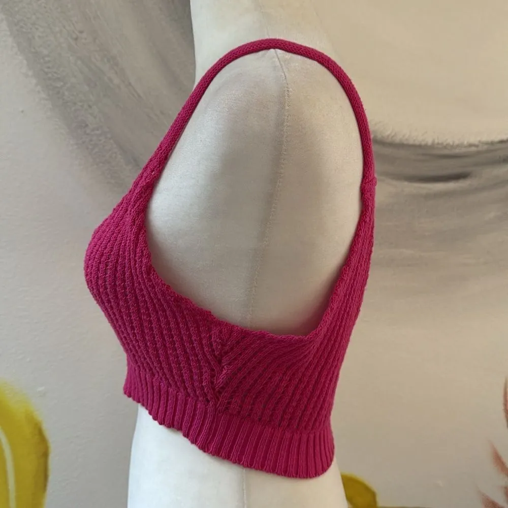 Zara hot pink sweater crop top. Size small. - Image 2