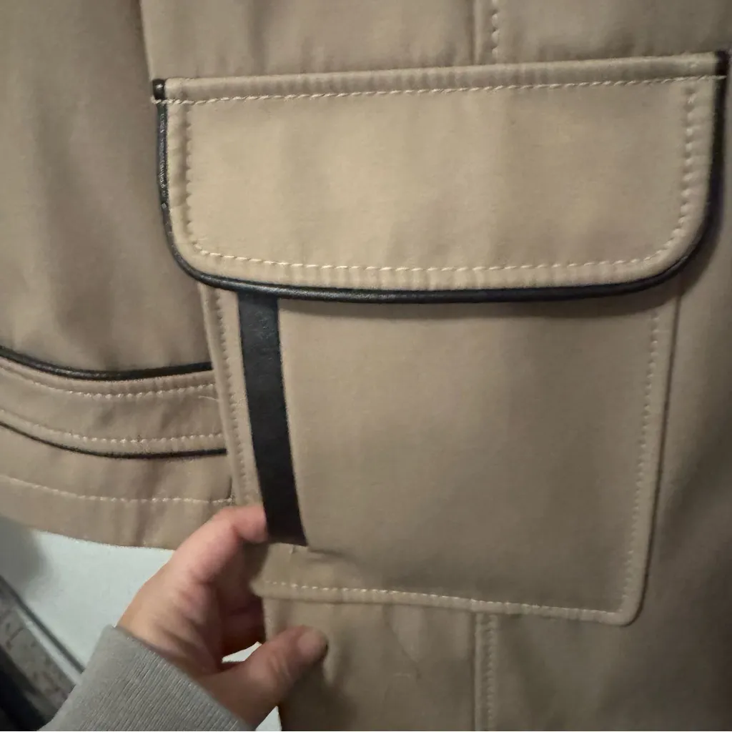 DKNY Tan Double-Breasted Trench Coat women’s medium - Image 2