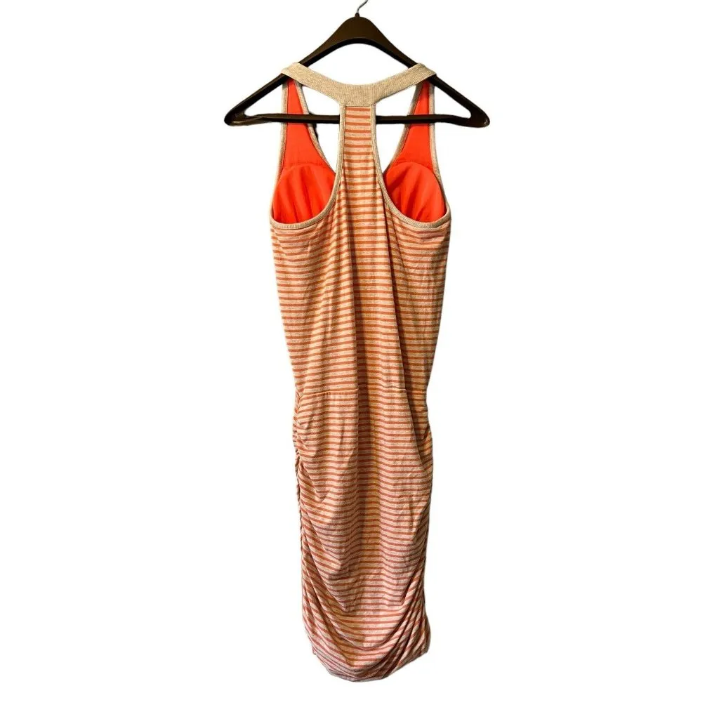 Athleta Ember Racer Back Midi Dress‎ Women’s Size Medium Orange Stripe Athletic - Image 2