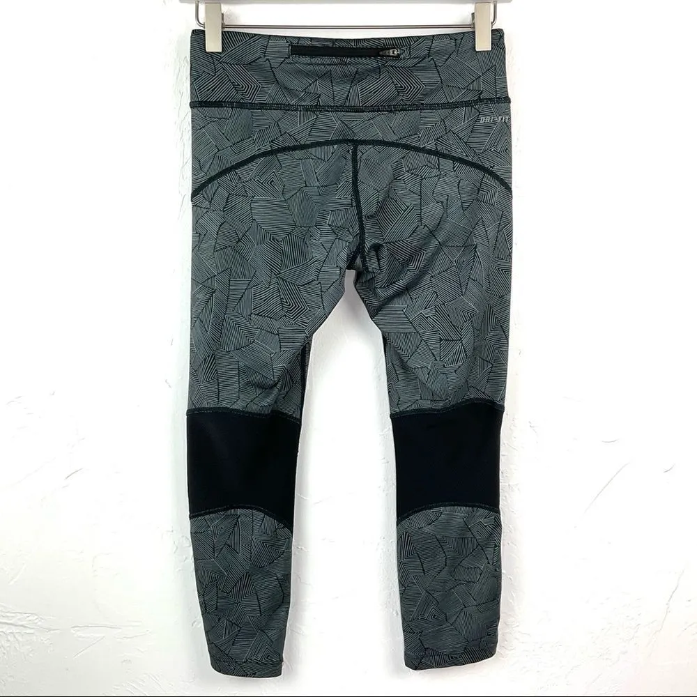 Running Gray Black Lined Geometric Cropped Legging XS - Image 7