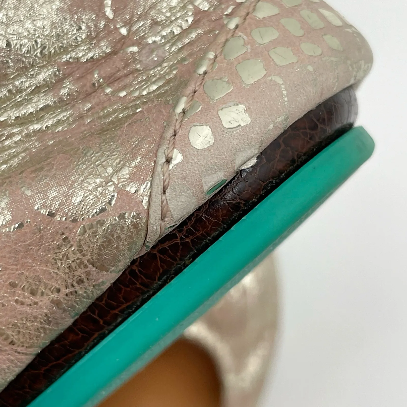 Tieks Romantic Blush Leather Ballet Flats Rose Gold Snakeskin Shiny Metallic 6 - Image 15