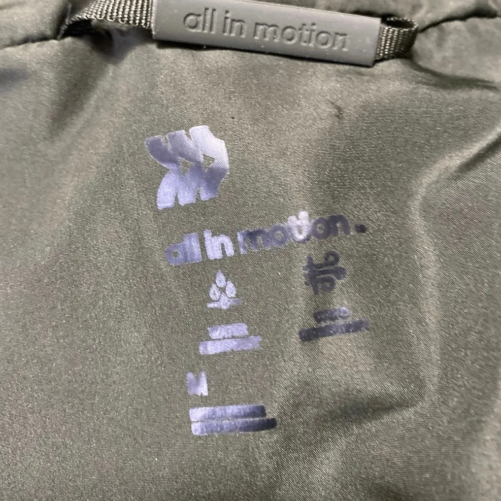 All in Motion Women's Olive Green Full Zip Hoodie Hooded Puffer Coat Jacket Sz M - Image 3