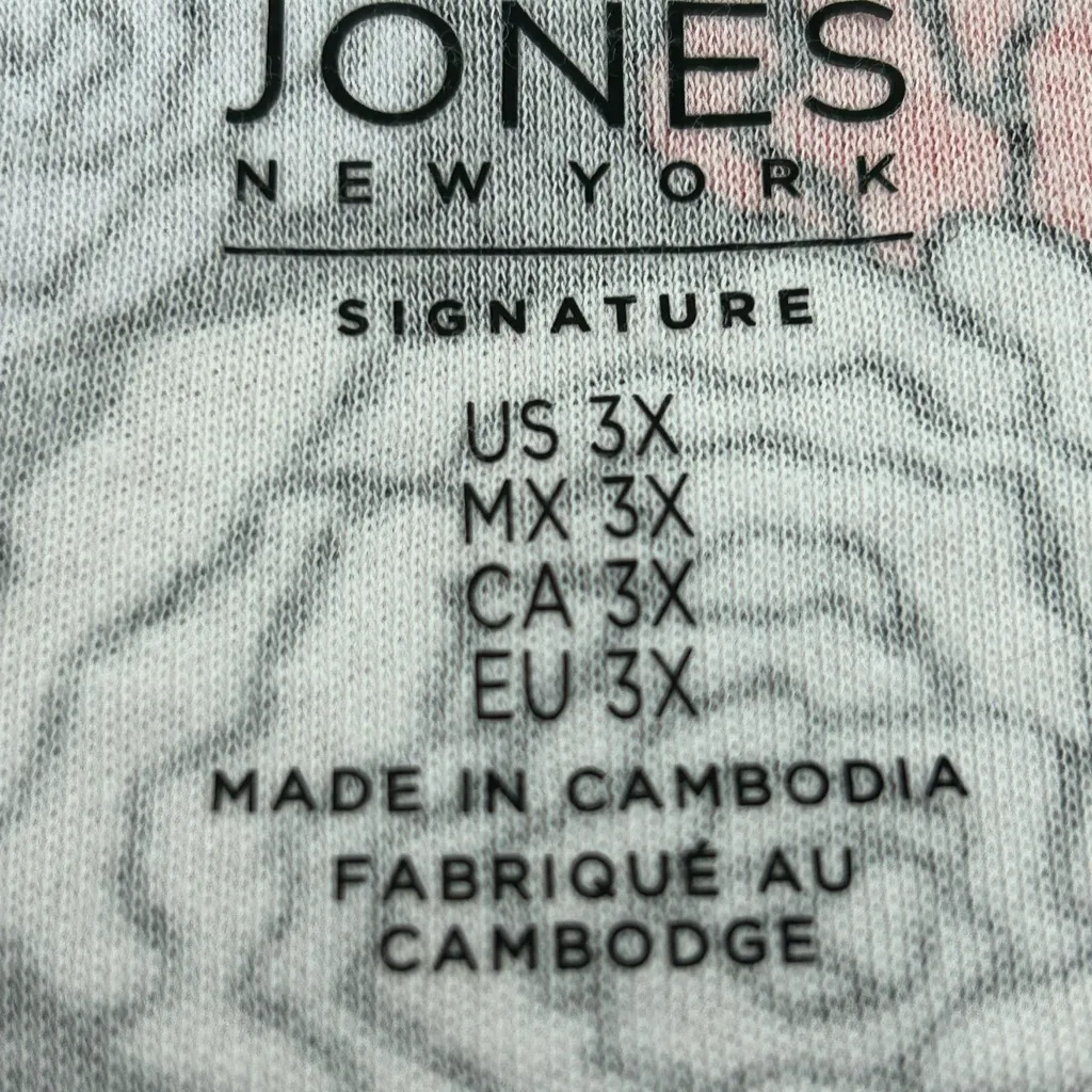 Jones New York Roses Floral T Shirt Pink Red Size 3X - Image 6
