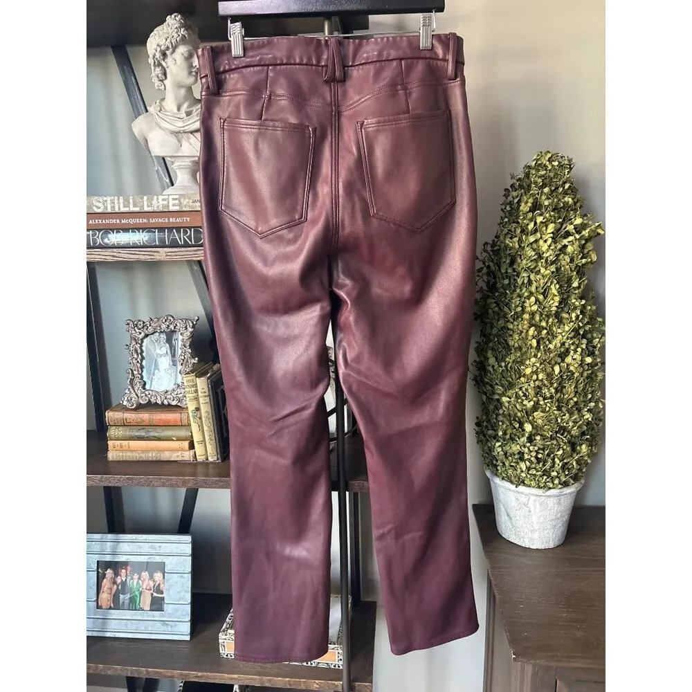 Good American Good Icon Faux Leather Pants Malbec Womens Size 15 - Image 7