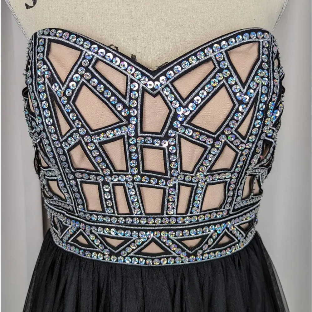 Blondie Nites by Stacy Sklar Strapless Embellished Formal Gown Black Size 11 - Image 12