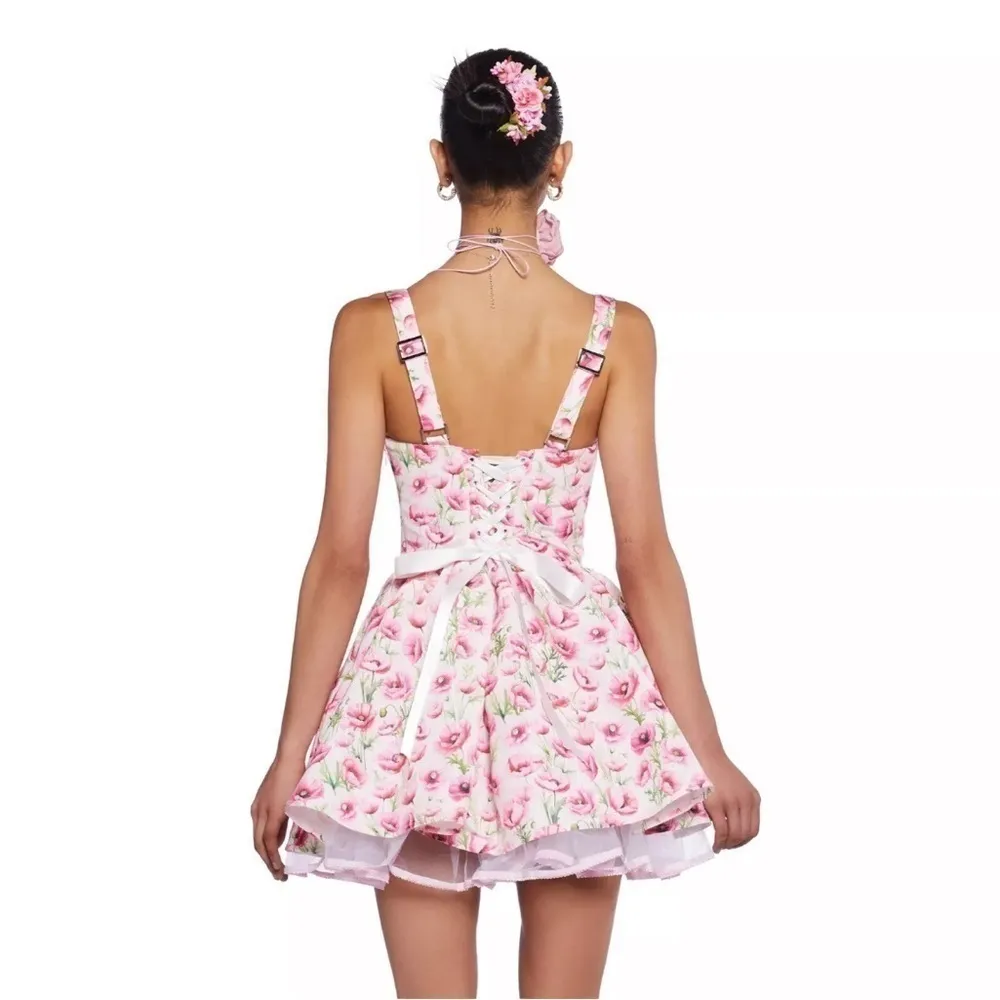 Sugar Thrillz Dolls Kill Pink Floral Magic Moves Corset Mini Dress Size XXL NWT - Image 6