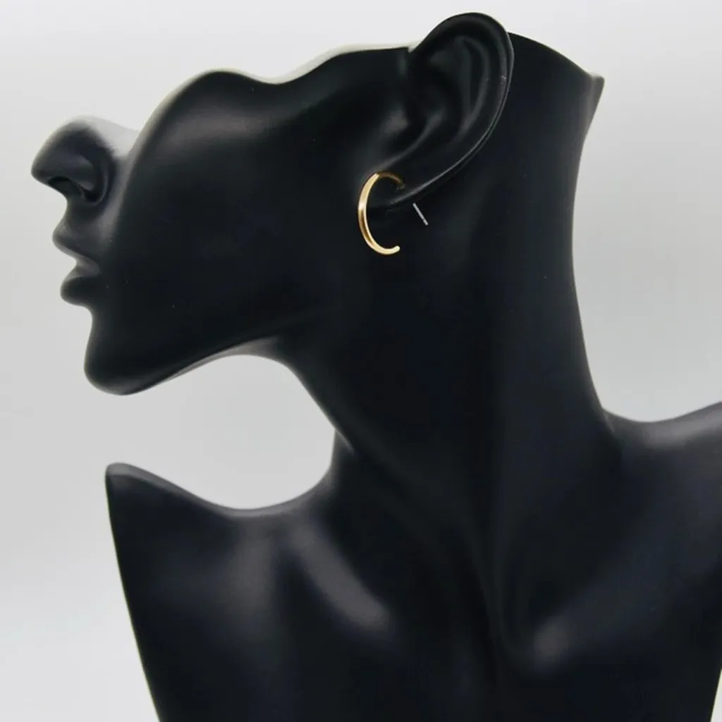Elaine Thin Mini Gold Hoops - Image 2