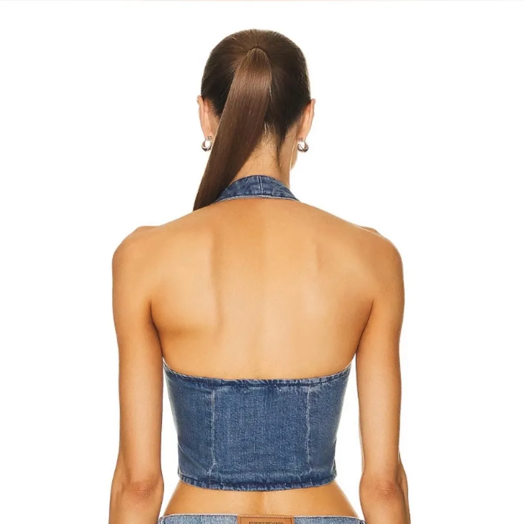 Miaou Blue Denim Crop Top - Image 2