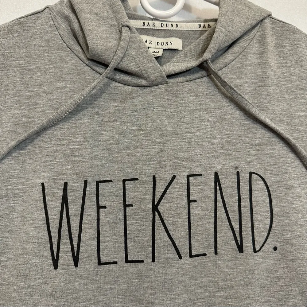 Rae Dunn Women Hoodie Sweatshirts Weekend Grey Size M - Image 2