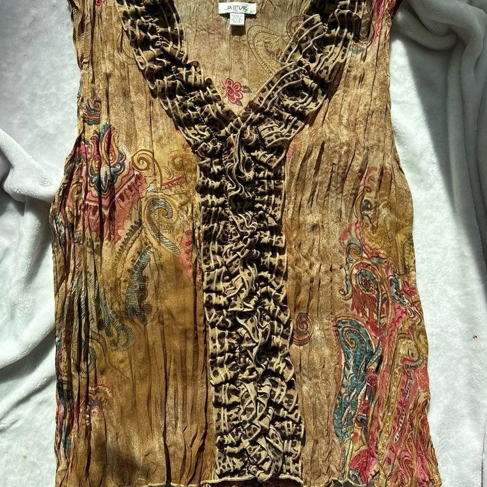 vintage ruffle crinkle animal print leopard print floral paisley tank top - Image 3