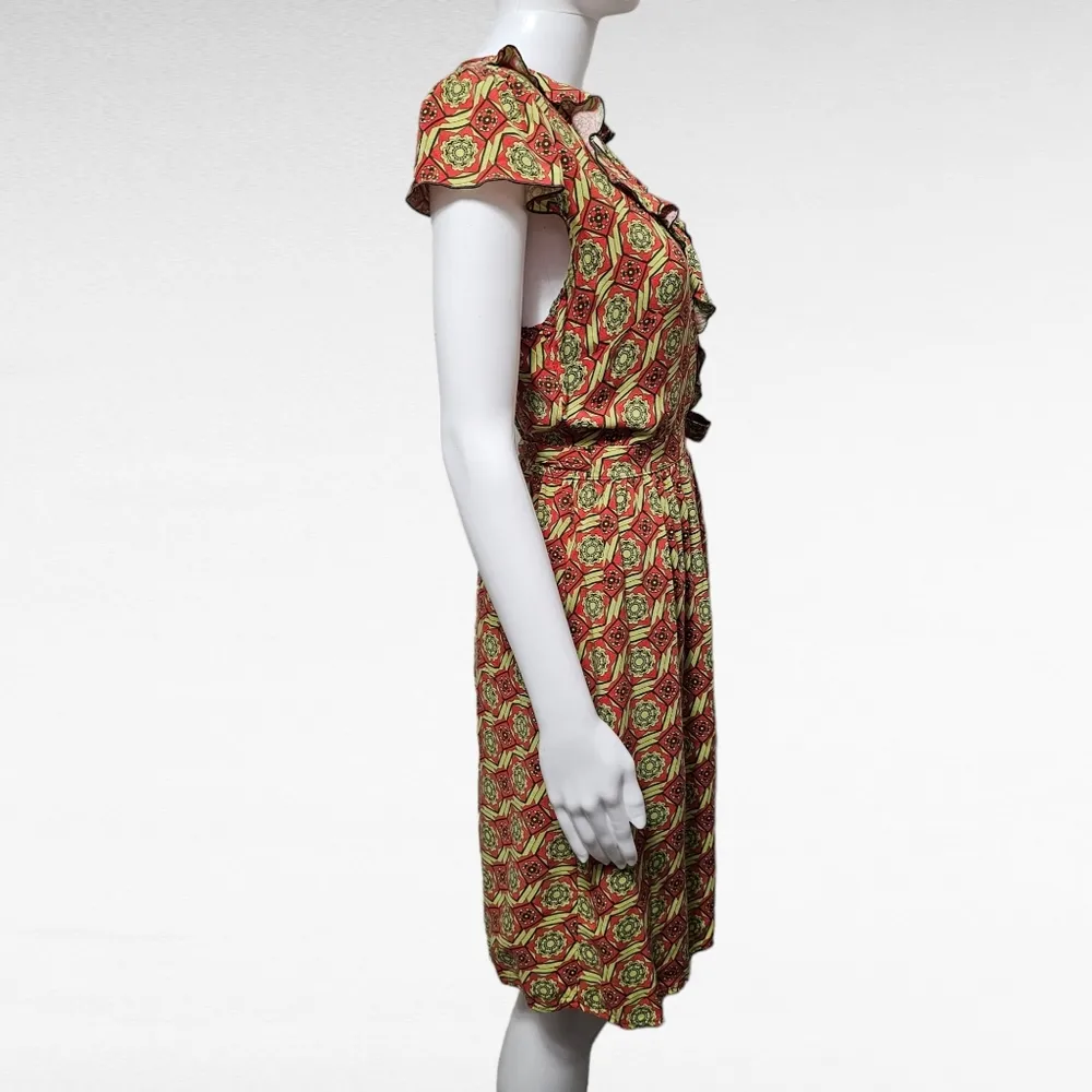 Matilda Jane Serendipity Cherrio Red & Lime Floral Wrap Dress Size Medium - Image 4