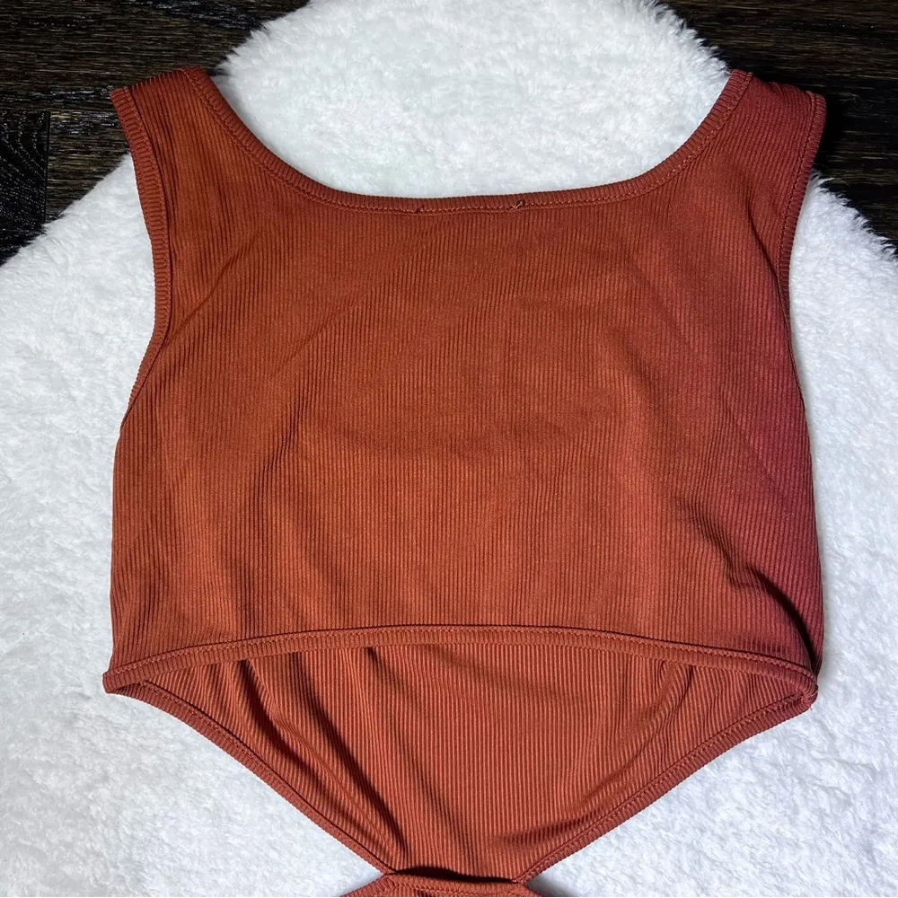 Shein Rust Brown Scoop Neck Cutout Split Thigh Bodycon Dress - Image 11