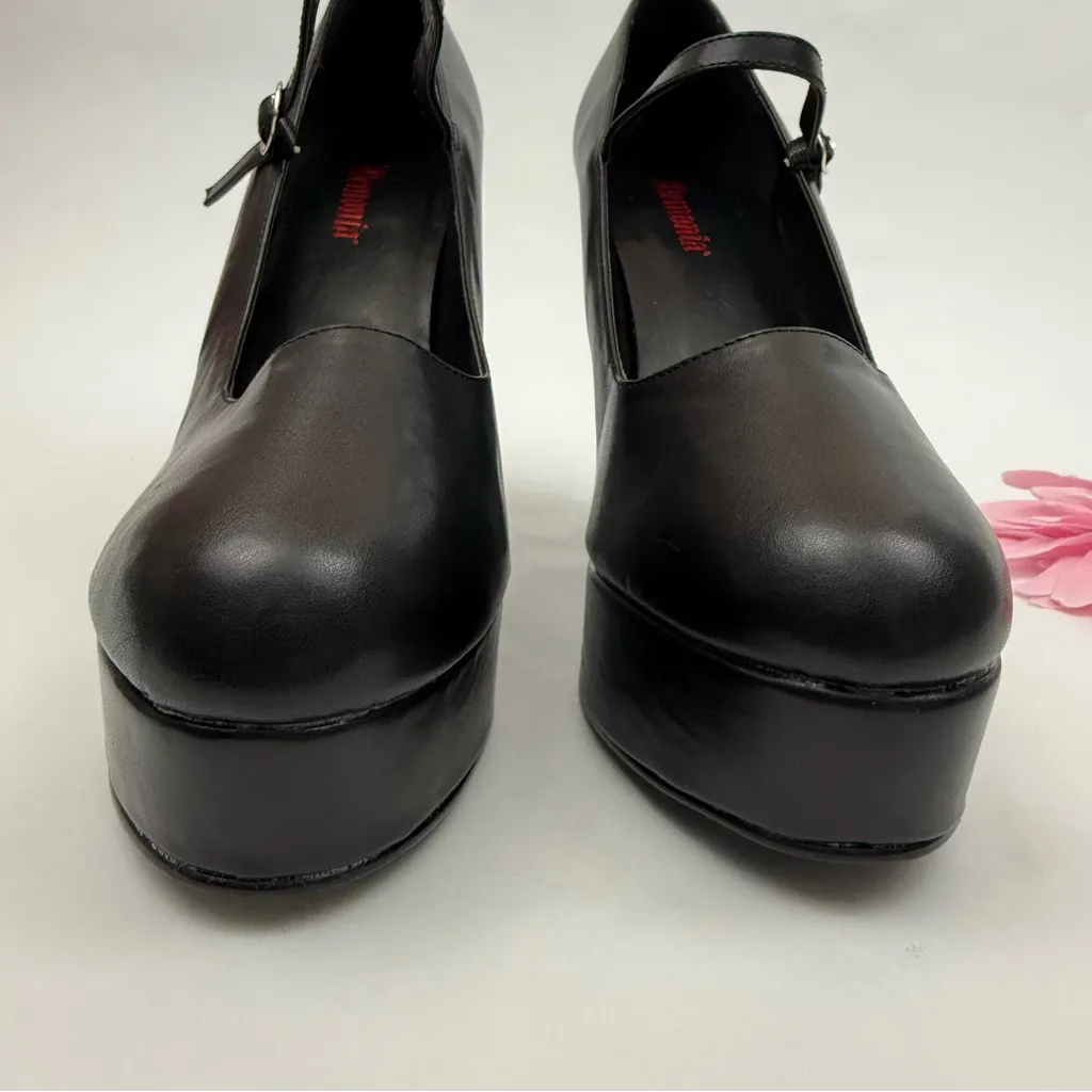 Demonia Dolly-50 Mary Jane Platform Heels Black Vegan Leather Goth Grunge Punk - Image 3