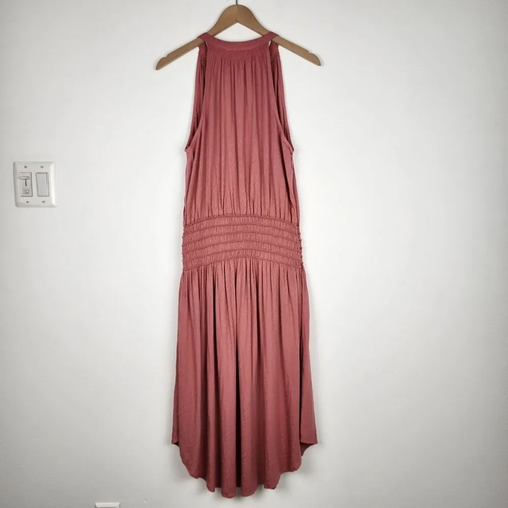 Anthropologie Dress ASTR The Label Midi Dress Sleeveless Smocked Dusty Rose M - Image 6