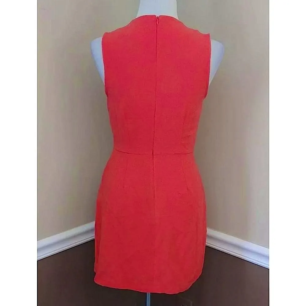 Bright Coral Red High-Neck Wrap Skirt Sleeveless Modcloth Dress by Mystic NEW - Image 4