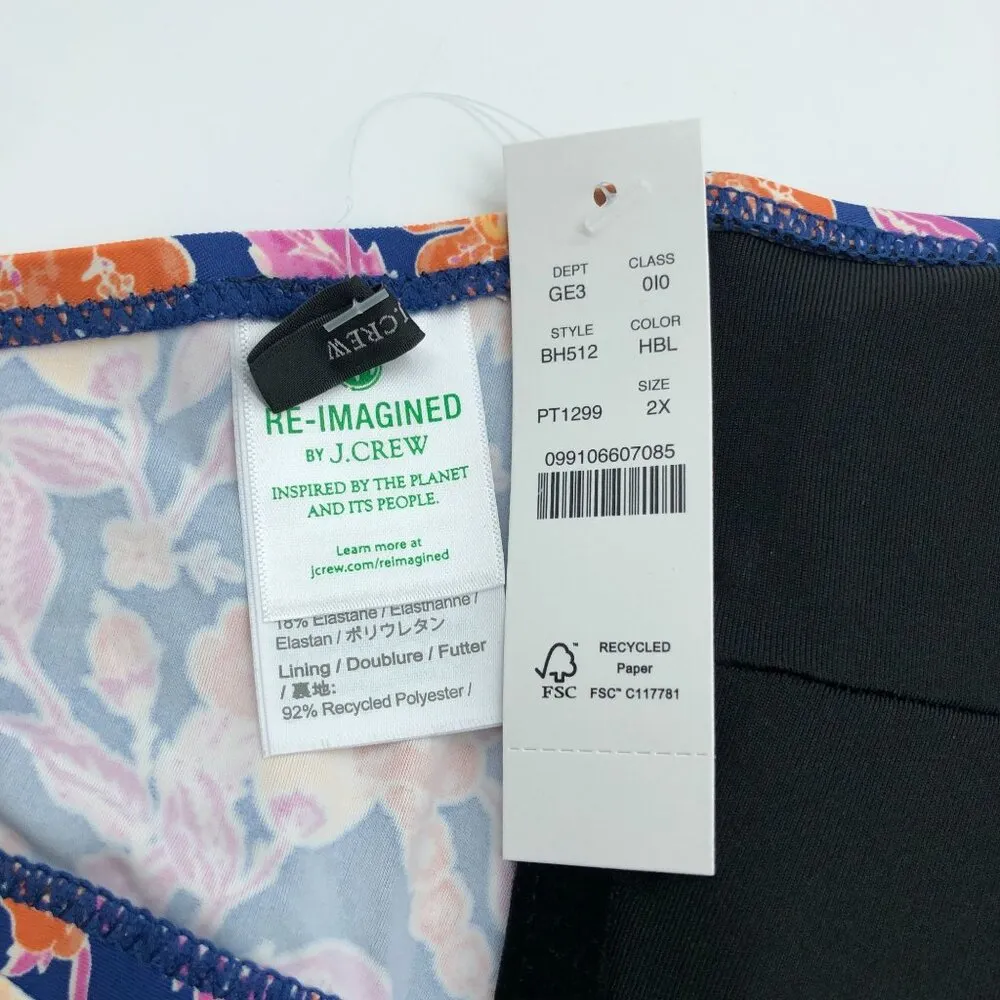 J.Crew Womens Square Halter Bikini Swim Top Painted Block Print Blue Pink 2X - Image 3