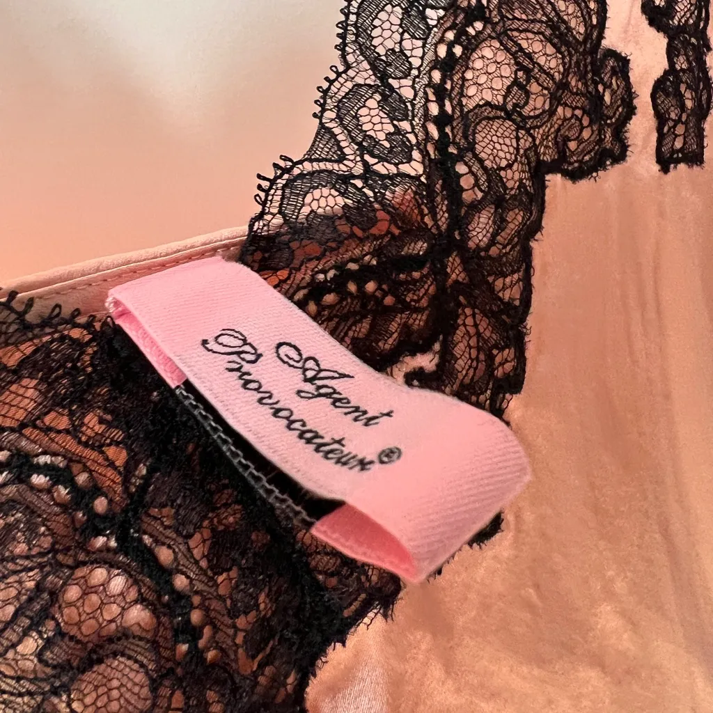 Agent Provocateur Amelia Pink Silk Long Slip Nightgown with Lace Design size 4 - Image 12