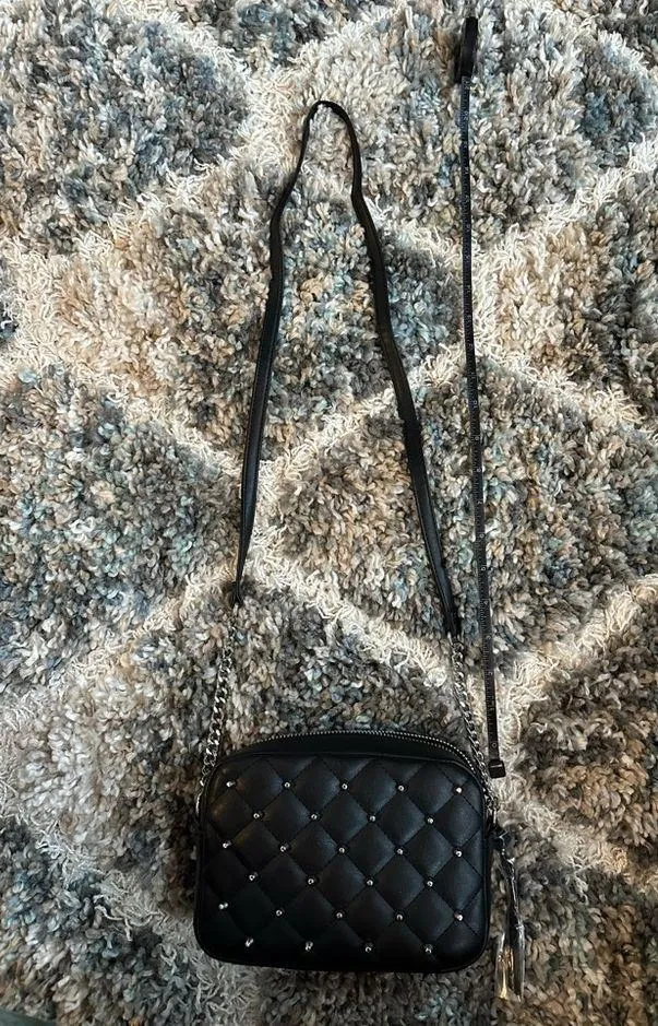NWT Black Rebecca Minkoff silver stud diamond quilt crossbody purse - Image 6