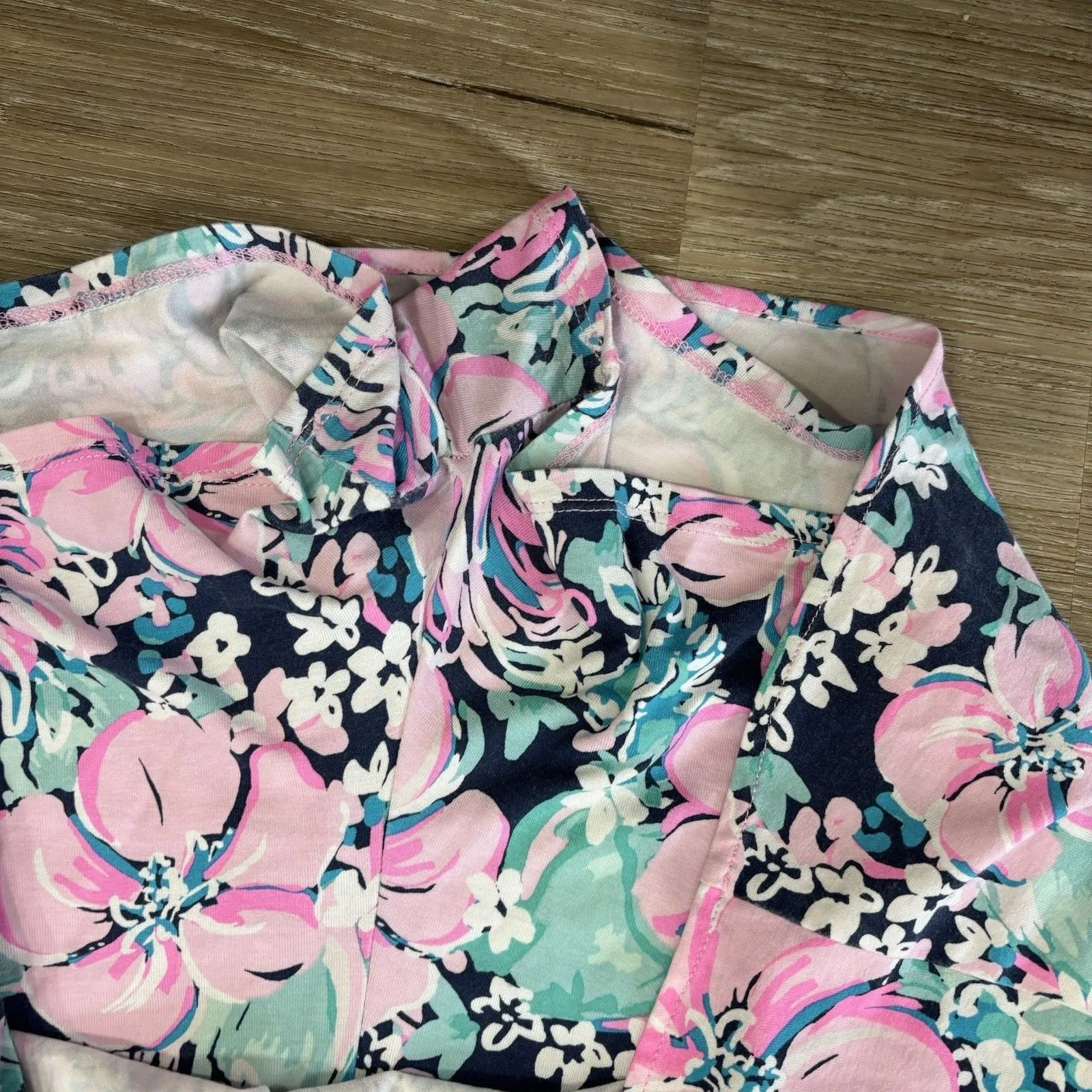 Lilly Pulitzer Skort Romper Size Large Pink Blue Off Shoulder Preppy Lana Dress - Image 3