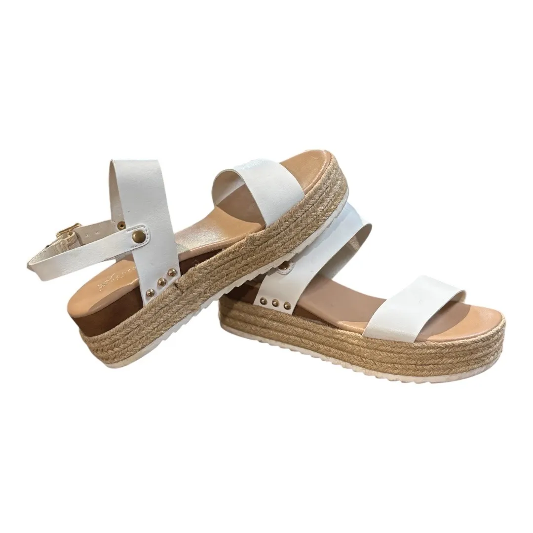 X-Appeal Amelia Espadrille Platform Sandals White Strappy Buckle‎ Women Size 7 - Image 7