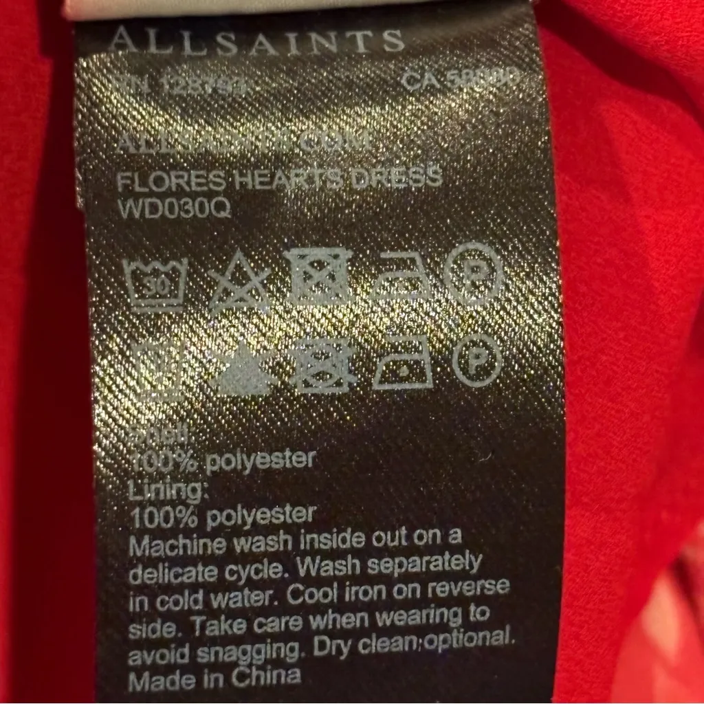 All Saints heart  Patterned ruffle wrap mini Long Sleeve  chiffon Dress S - Image 13