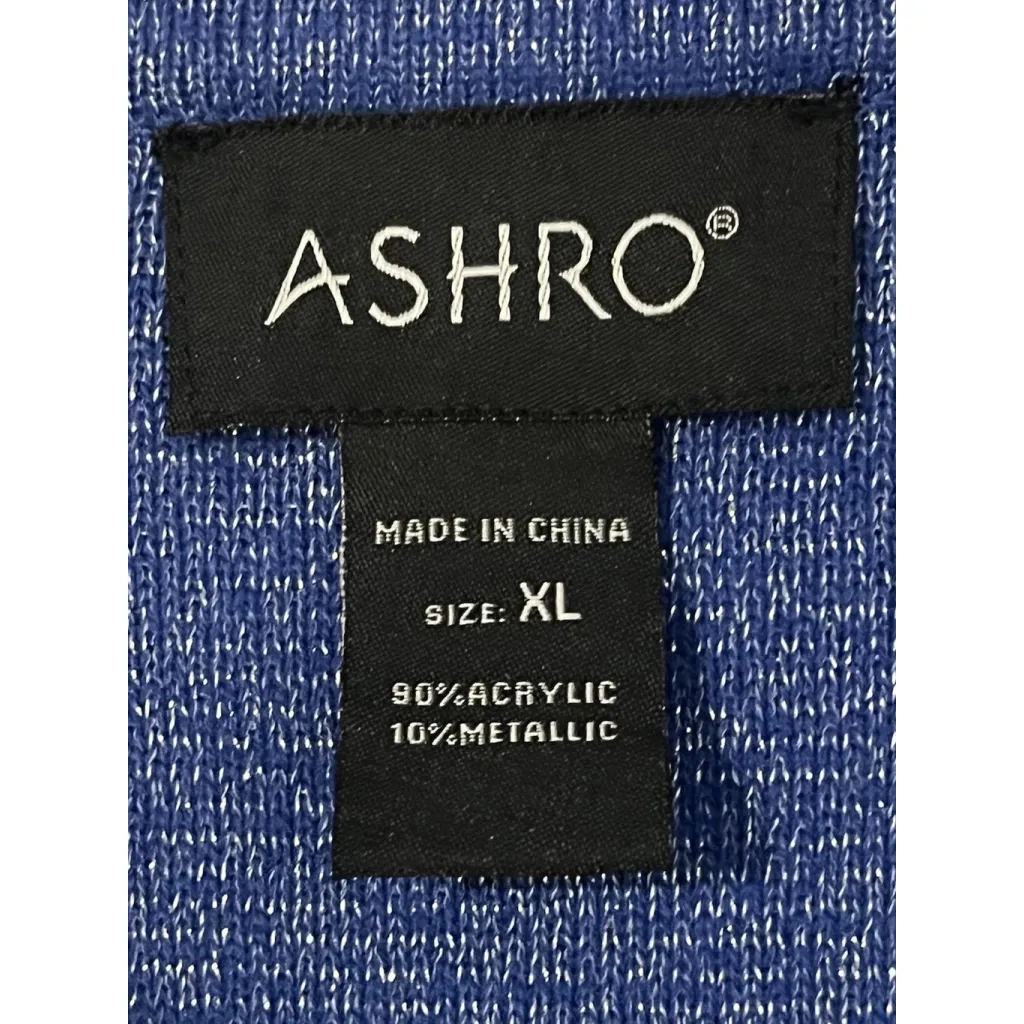 ASHRO Open Shawl Poncho Cardigan Sweater Womens XL Metallic Blue Green Black NWT - Image 9