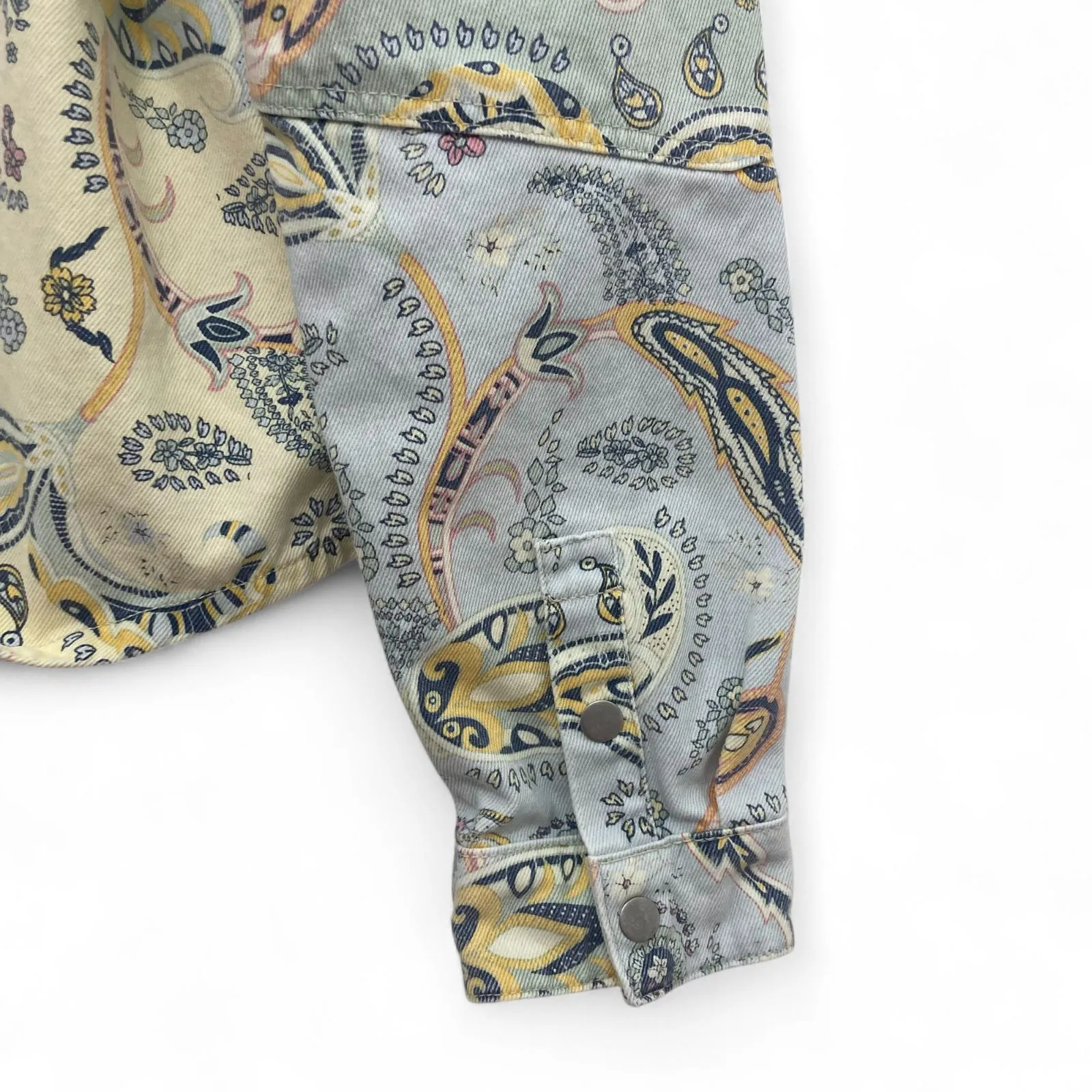 BlankNYC Coming Through Paisley Denim Jacket Size M Blue Size M - Image 13