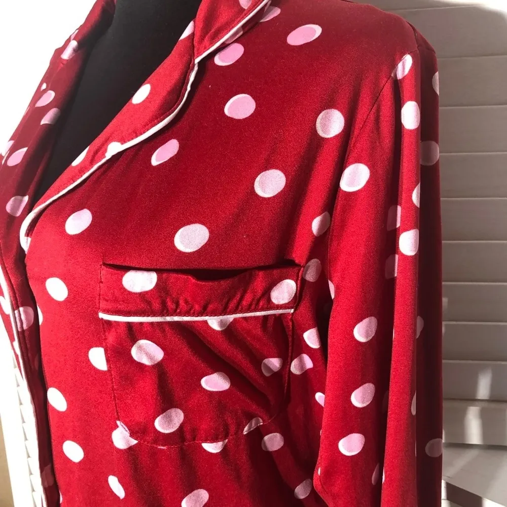 Kate Spade Polka Dot Button-Down Pajama Top Red White - Small - Image 6