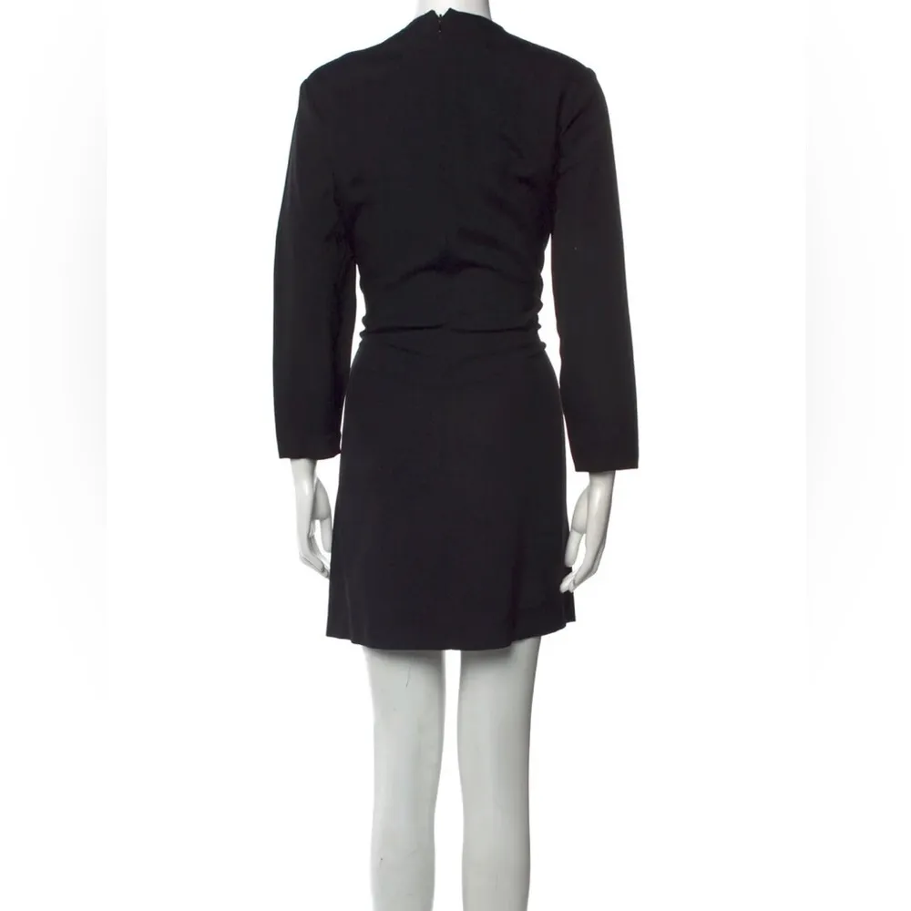 Vintage Adolfo 70s 80s Black Shift Dress with Removable or Adjustable Dickey szL - Image 3