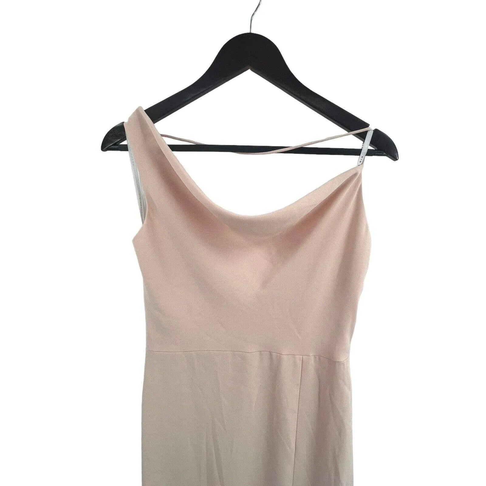 After Six‎ 6849 Cameo Pink One Shoulder Draped Cowl-Neck Maxi Dress 14 New - Image 3