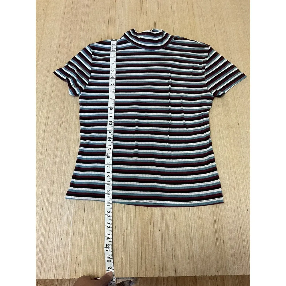 Eye Candy Multicolored Striped T-Shirt Top Mock Neck Size Juniors Large - Image 4